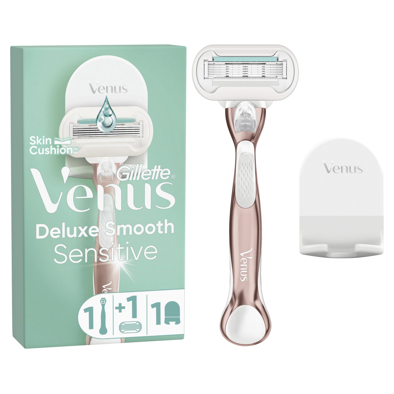 Gillette - Venus Deluxe Smooth Sensitive Rosegold Rasierapparat mit 1 Klinge + Rasiererhalter von Gillette Venus