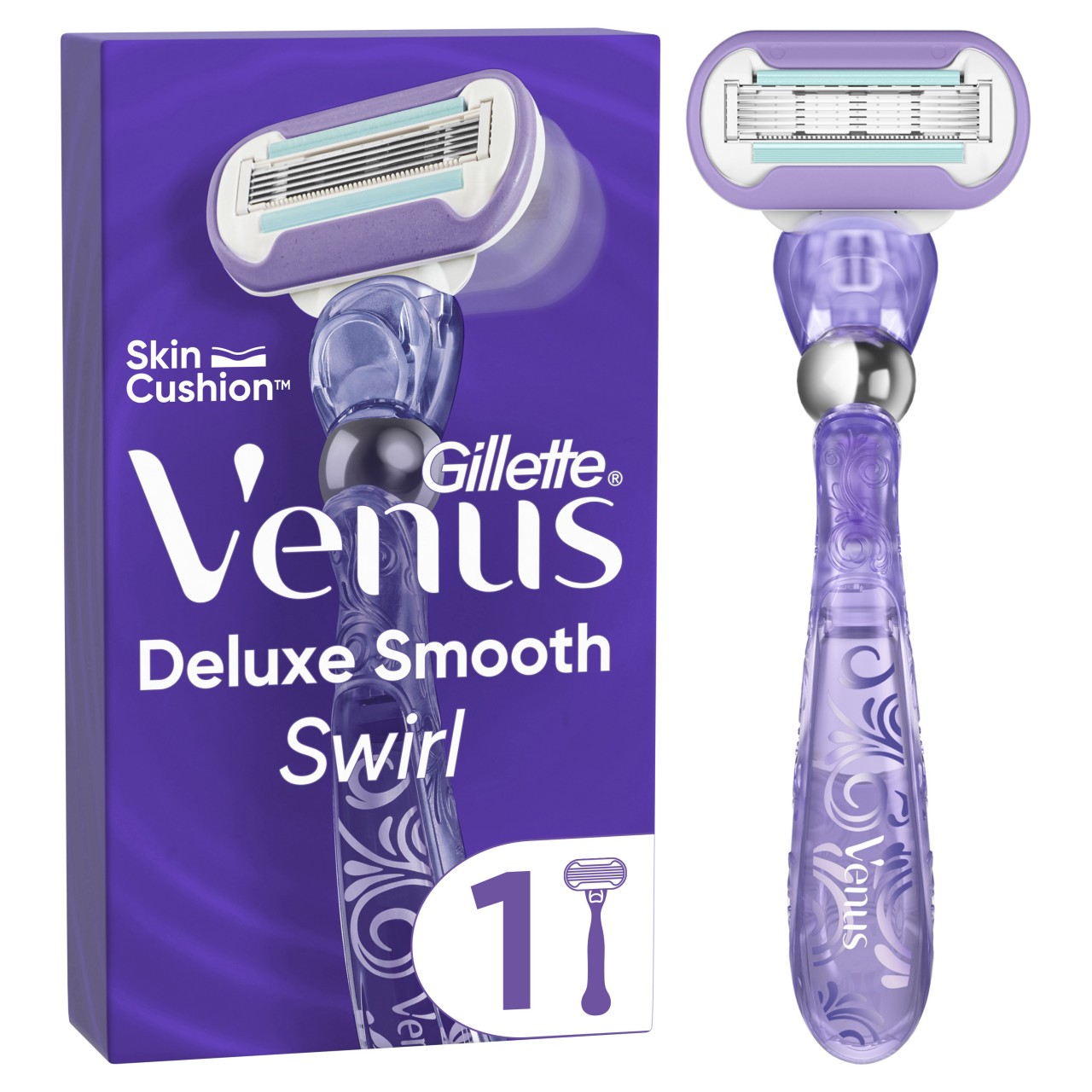 Gillette - Venus Deluxe Smooth Swirl Rasierapparat mit 1 Klinge von Gillette Venus