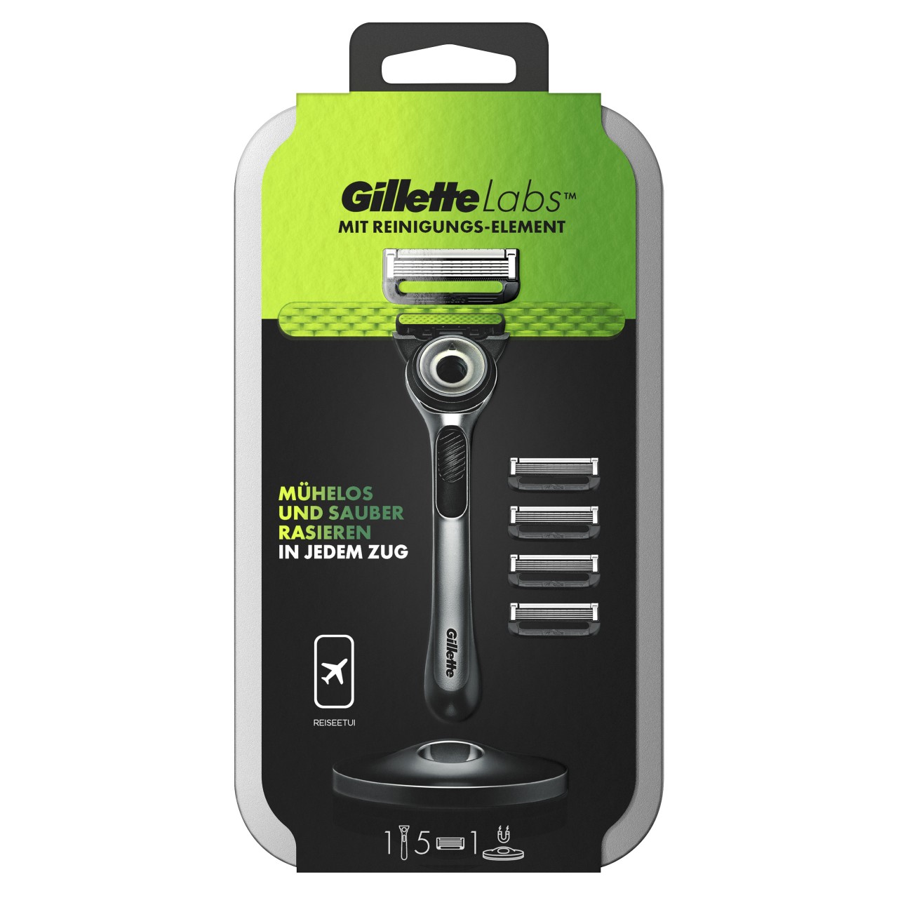 Gillette - Labs Rasierapparat mit 5 Klingen und Reiseetui Gillette - Labs Rasierapparat mit 5 Klingen und Reiseetui von Gillette