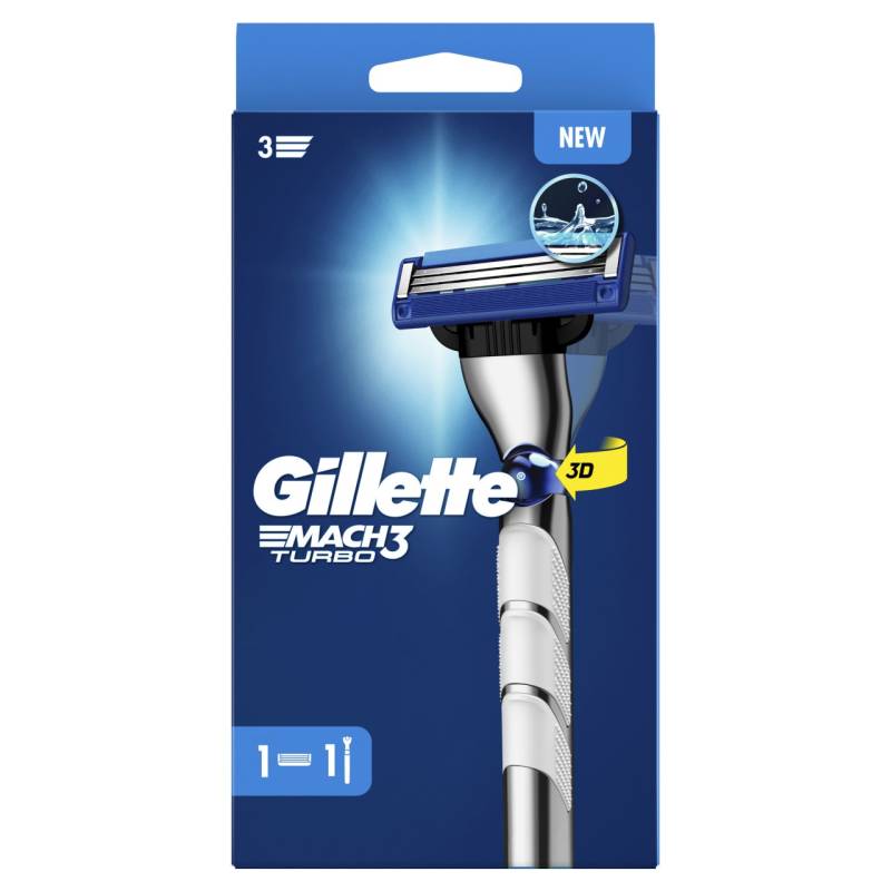 Gillette - Mach3 Turbo 3D Rasierapparat mit 1 Klinge SmartBox von Gillette