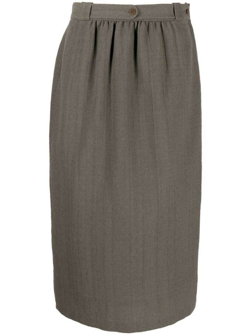 Giorgio Armani Pre-Owned 1980s gathered detailing straight-cut skirt - Grey von Giorgio Armani Pre-Owned