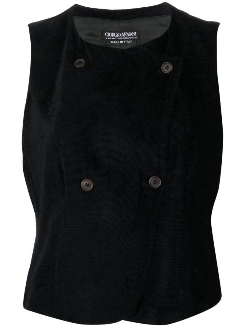 Giorgio Armani Pre-Owned 1990s corduroy double-breasted vest - Black von Giorgio Armani Pre-Owned