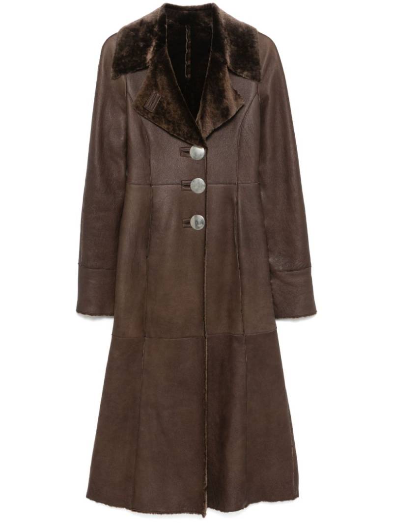 Giorgio Armani Pre-Owned 2000s leather coat - Brown von Giorgio Armani Pre-Owned