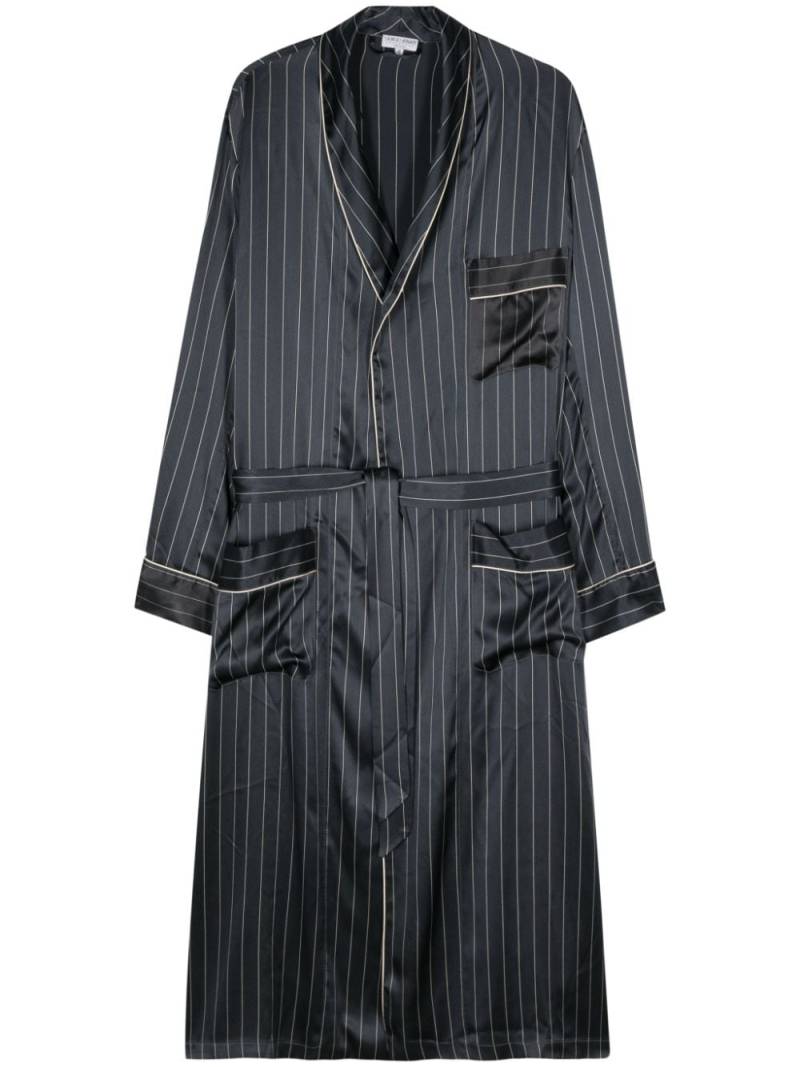 Giorgio Armani Pre-Owned 2000s pinstripe satin coat - Blue von Giorgio Armani Pre-Owned