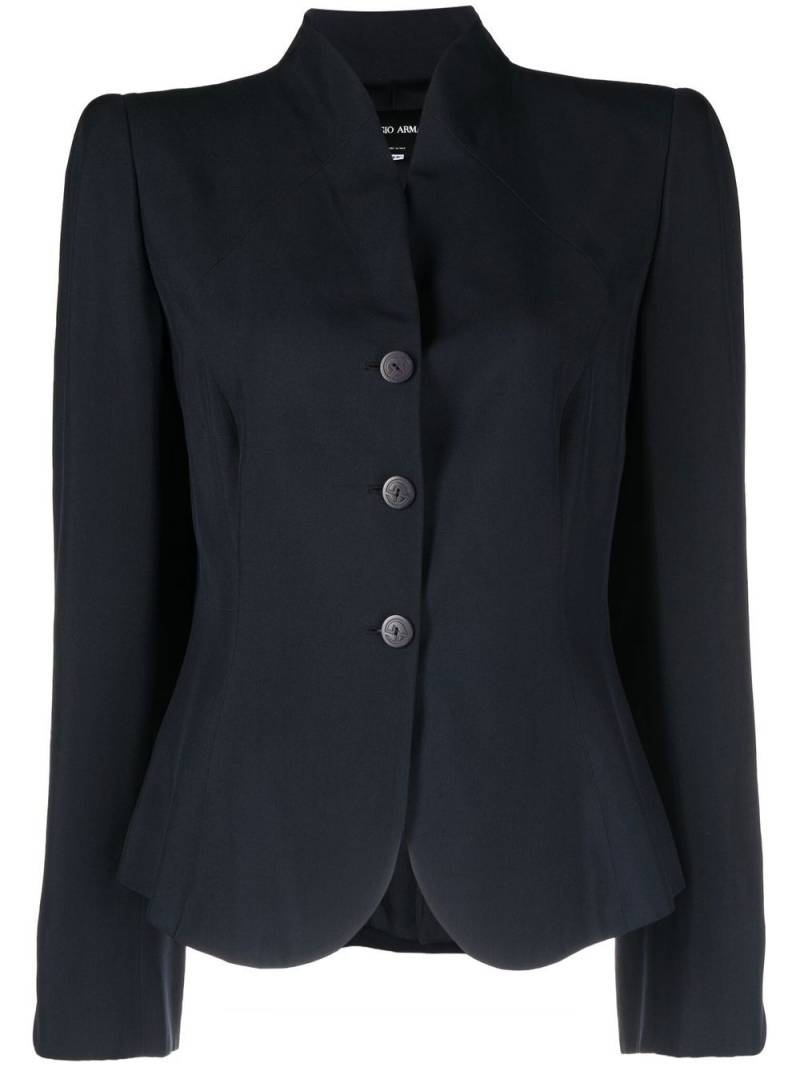 Giorgio Armani Pre-Owned 2000s single-breasted silk jacket - Blue von Giorgio Armani Pre-Owned