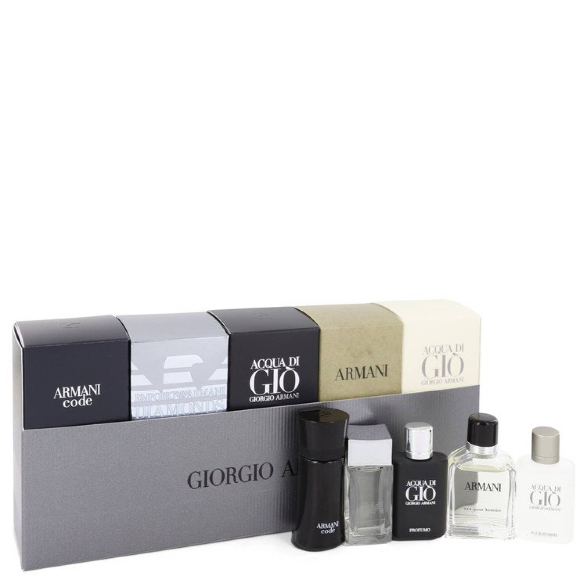 Giorgio Armani Armani Gift Set -- Travel Set Includes5 ml Mini Armani Code, 5 ml Mini Emporio Armani Diamonds,6 ml Mini Acqua Di Gio, 8 ml  Mini Armani and 6 ml Mini Acqua Di Gio Profumo von Giorgio Armani