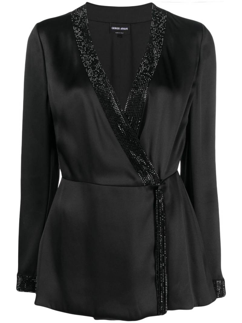 Giorgio Armani Shiret crystal-embellished silk top - Black von Giorgio Armani