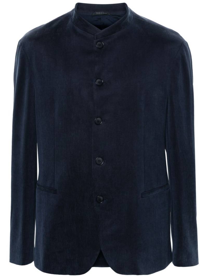 Giorgio Armani band-collar buttoned jacket - Blue von Giorgio Armani