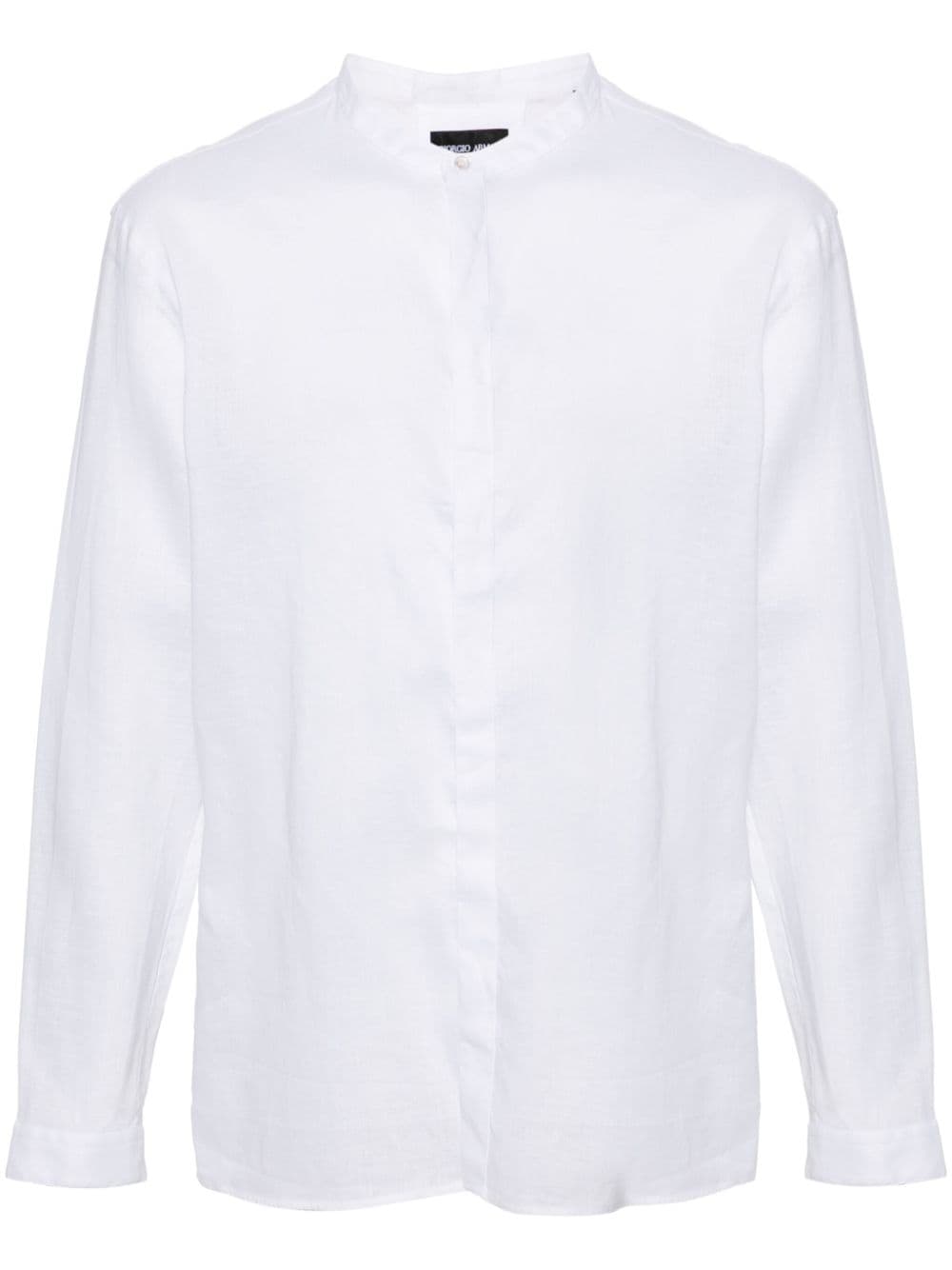 Giorgio Armani band-collar linen shirt - White von Giorgio Armani