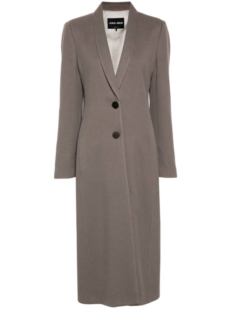 Giorgio Armani canneté-jersey long coat - Neutrals von Giorgio Armani