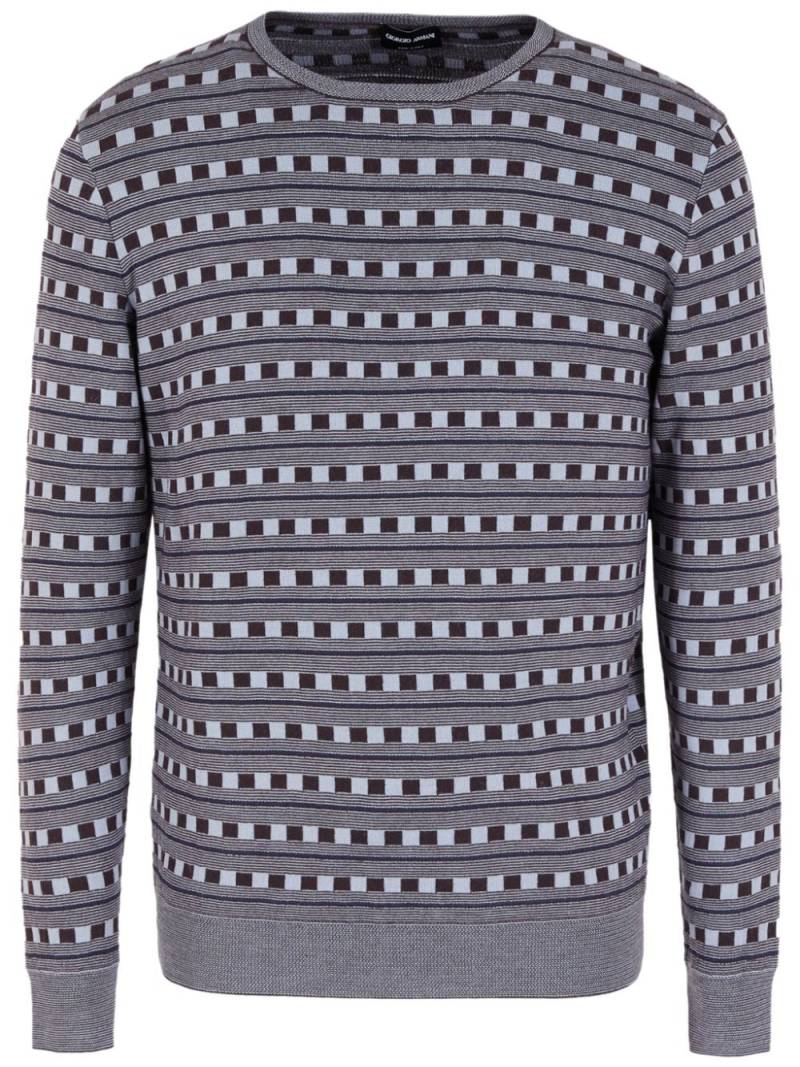 Giorgio Armani check-pattern wool-blend jumper - Grey von Giorgio Armani