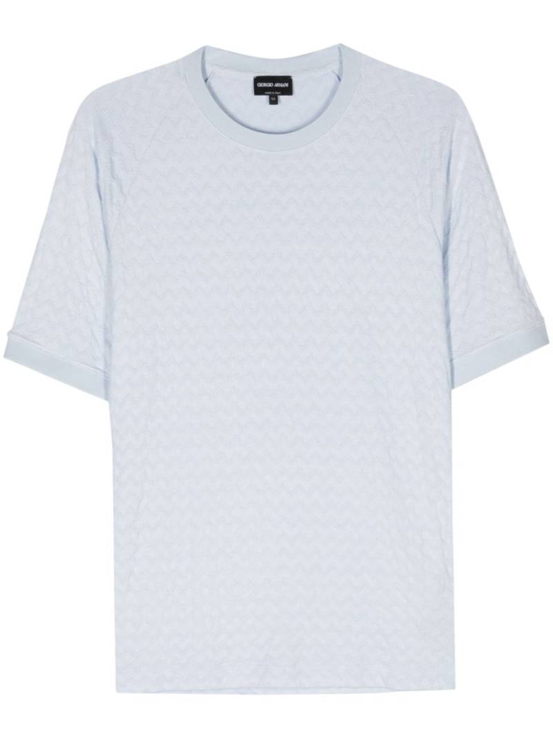 Giorgio Armani chevron-stitch short-sleeve T-shirt - Blue von Giorgio Armani