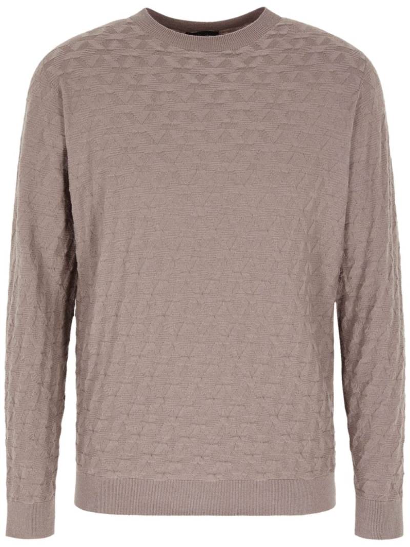 Giorgio Armani crew-neck geometric jumper - Neutrals von Giorgio Armani