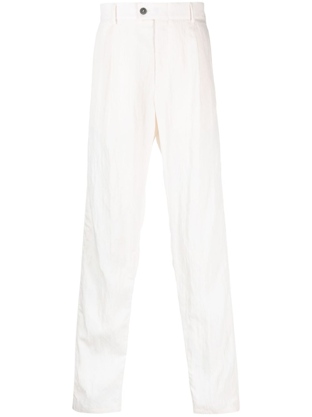 Giorgio Armani crinkled-finish straight-leg trousers - Neutrals von Giorgio Armani