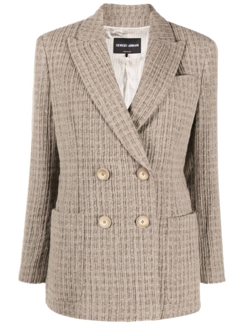 Giorgio Armani double-breasted textured blazer - Neutrals von Giorgio Armani