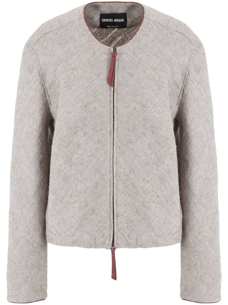 Giorgio Armani drop-shoulder zip-up jacket - Neutrals von Giorgio Armani