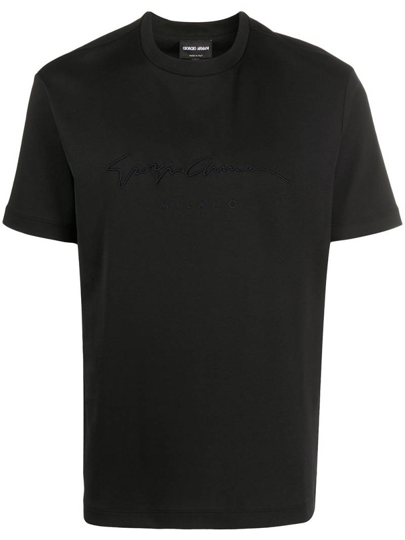 Giorgio Armani embroidered logo T-shirt - Black von Giorgio Armani