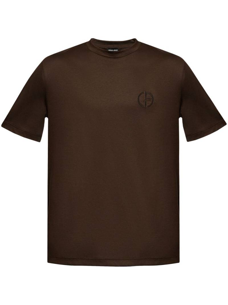 Giorgio Armani embroidered logo T-shirt - Brown von Giorgio Armani