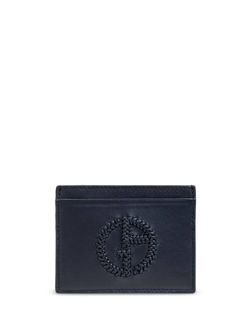 Giorgio Armani engraved-logo leather card holder - Blue von Giorgio Armani