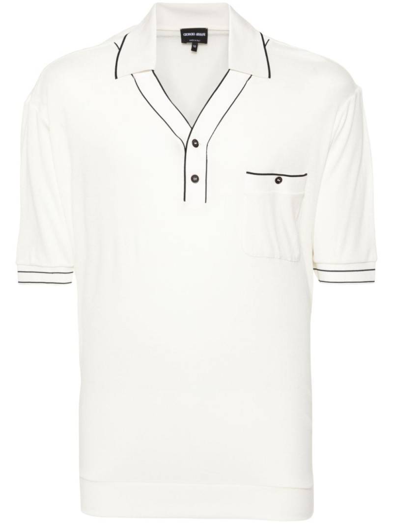 Giorgio Armani fine-knit polo shirt - Neutrals von Giorgio Armani