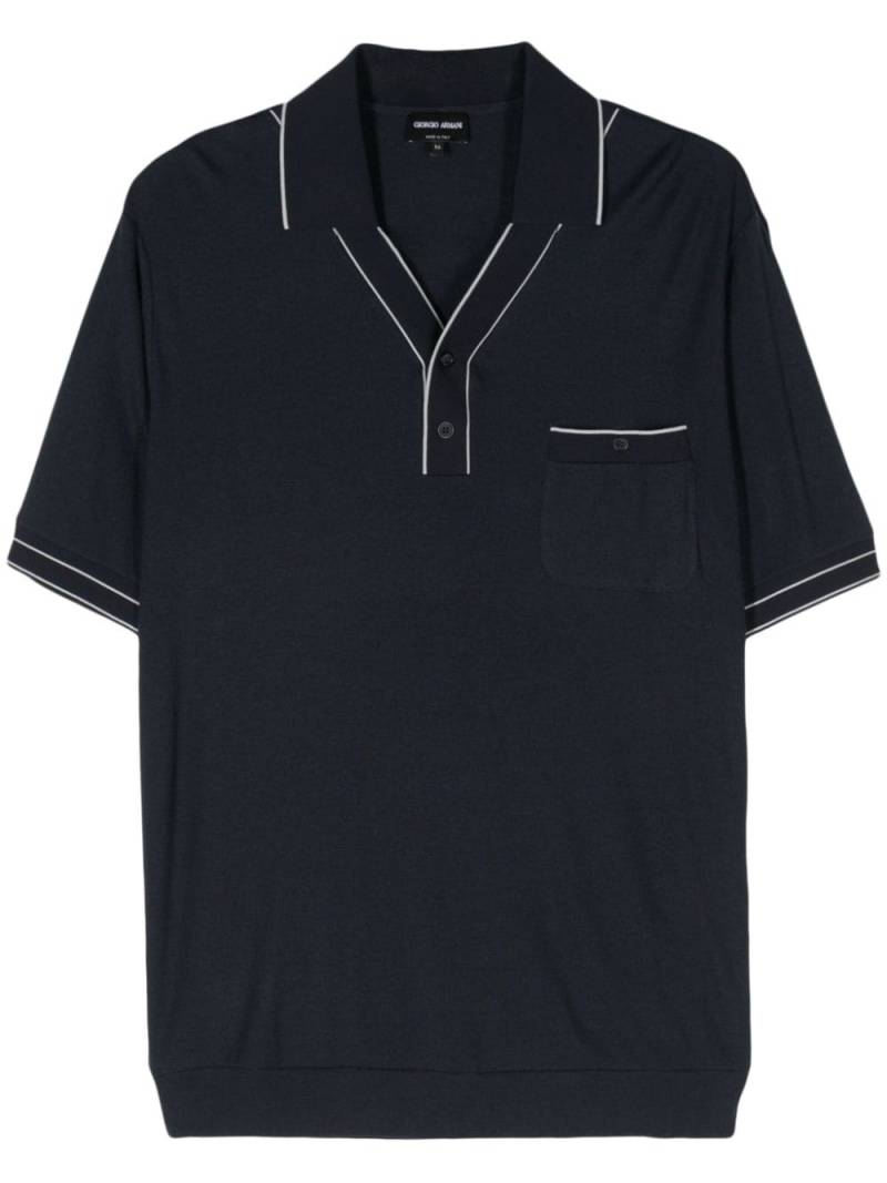 Giorgio Armani fine-knitted polo shirt - Blue von Giorgio Armani