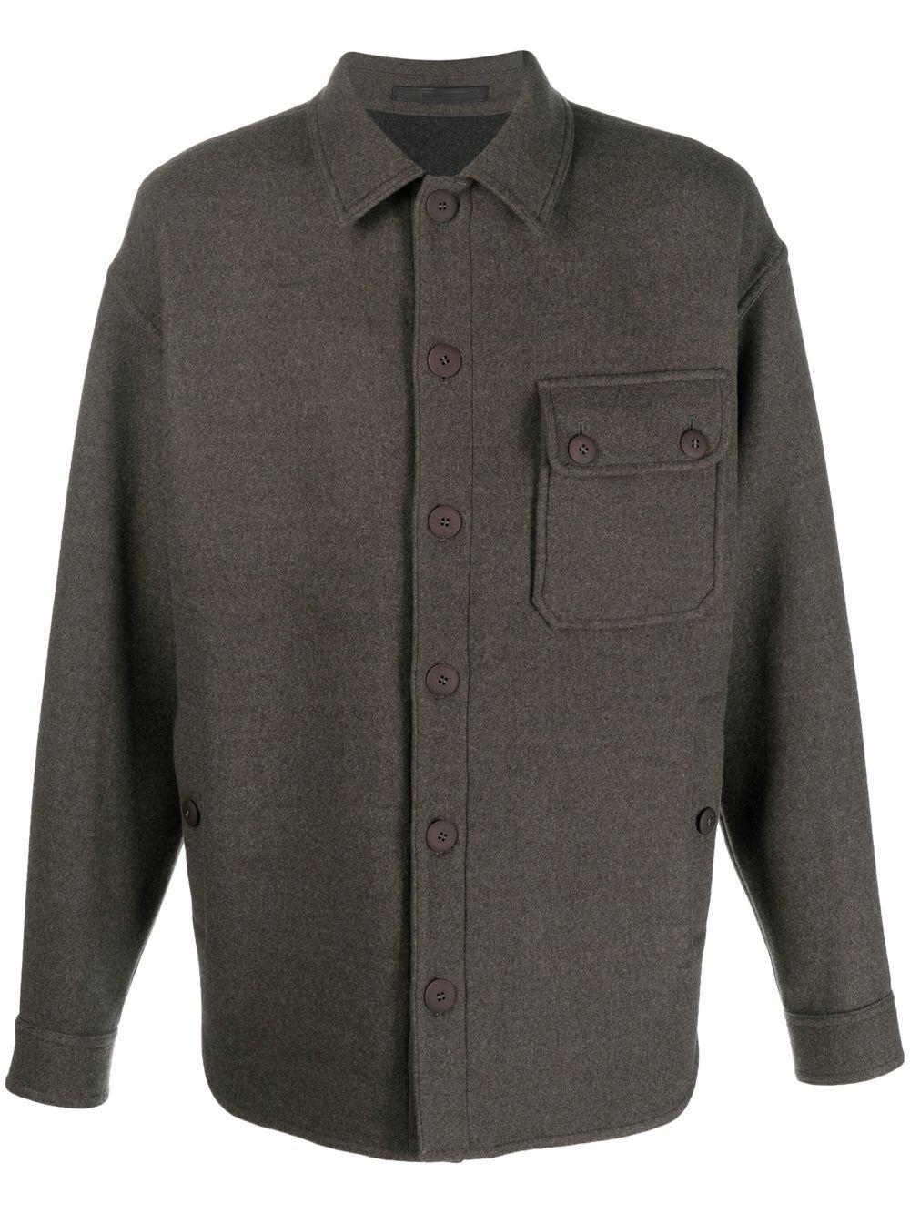 Giorgio Armani fitted button-up overshirt - Green von Giorgio Armani