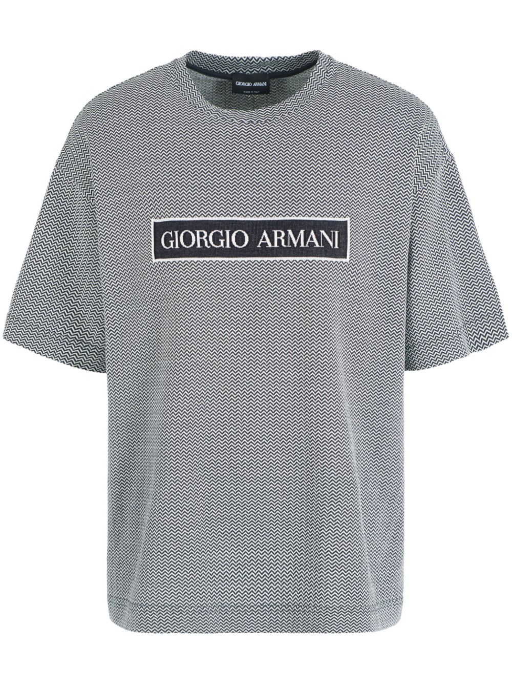 Giorgio Armani herringbone-pattern cotton T-shirt - Black von Giorgio Armani