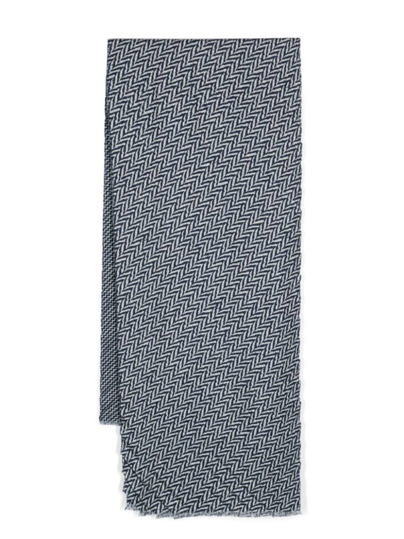 Giorgio Armani herringbone-pattern scarf - Blue von Giorgio Armani