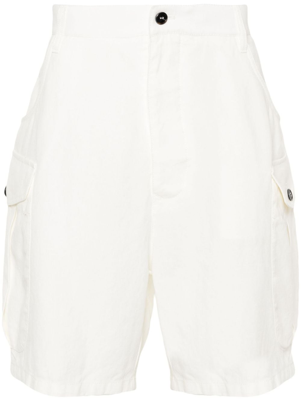 Giorgio Armani high-waist linen cargo shorts - Neutrals von Giorgio Armani