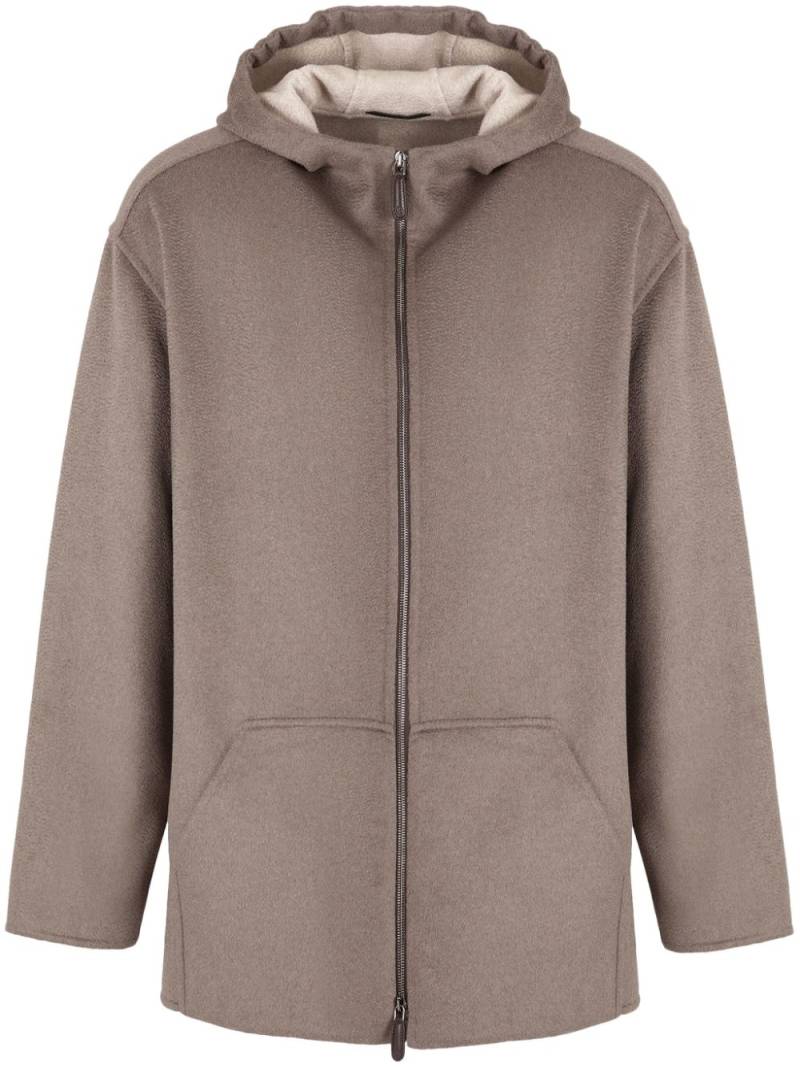 Giorgio Armani hooded cashmere jacket - Neutrals von Giorgio Armani