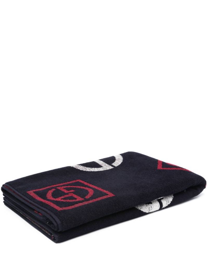 Giorgio Armani jacquard-logo cotton towel - Blue von Giorgio Armani