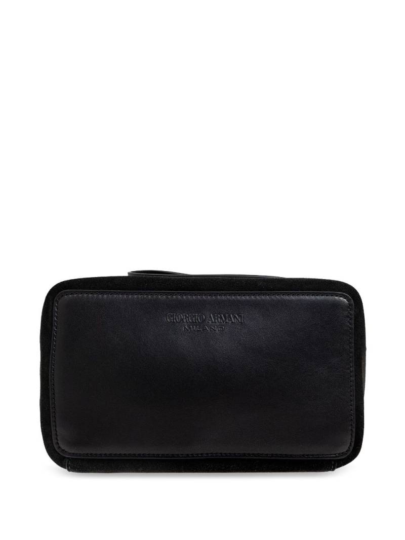 Giorgio Armani leather wash bag - Black von Giorgio Armani