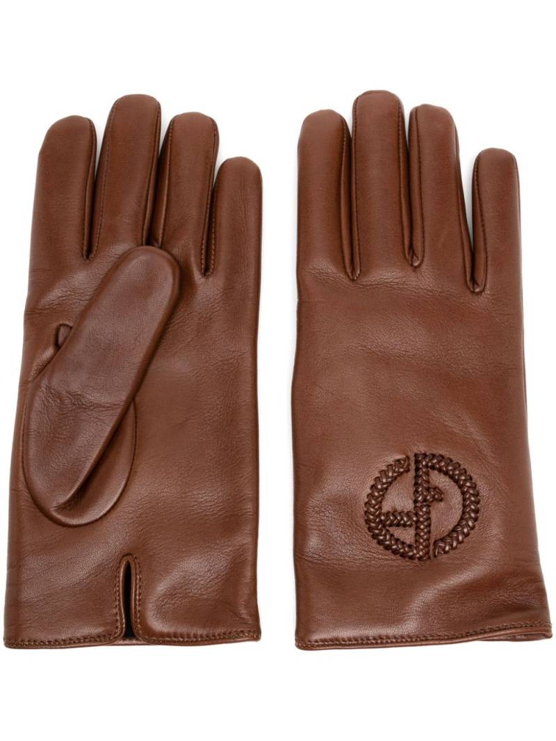 Giorgio Armani logo-braided gloves - Brown von Giorgio Armani