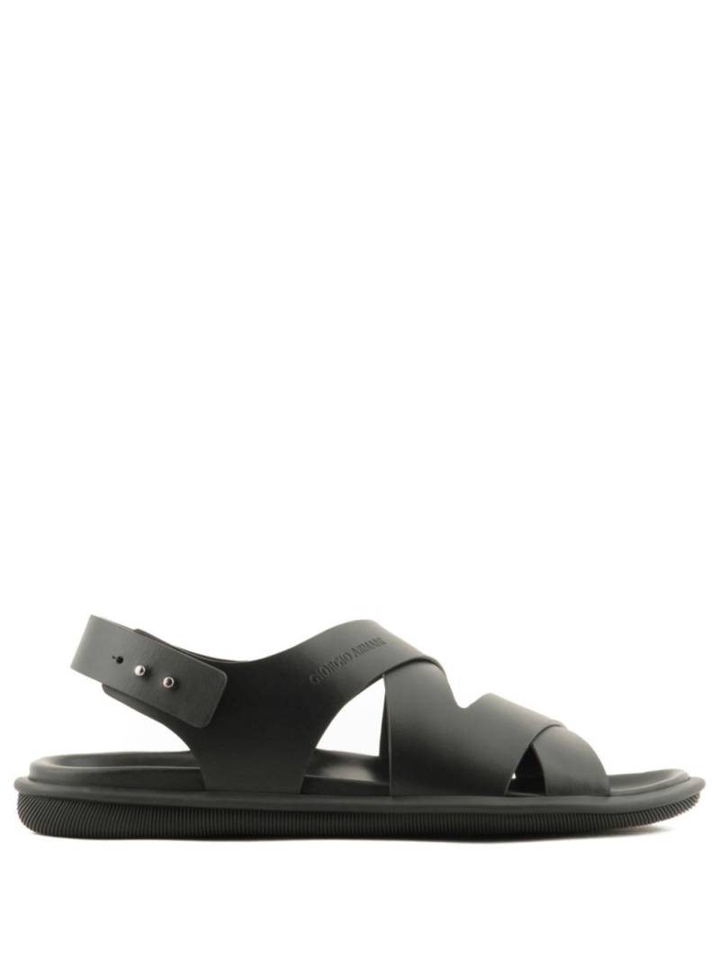 Giorgio Armani logo-debossed leather sandals - Black von Giorgio Armani