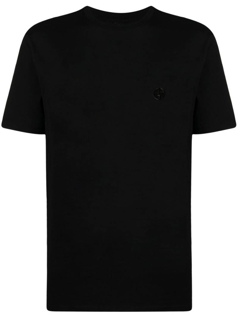 Giorgio Armani logo-embroidered T-shirt - Black von Giorgio Armani