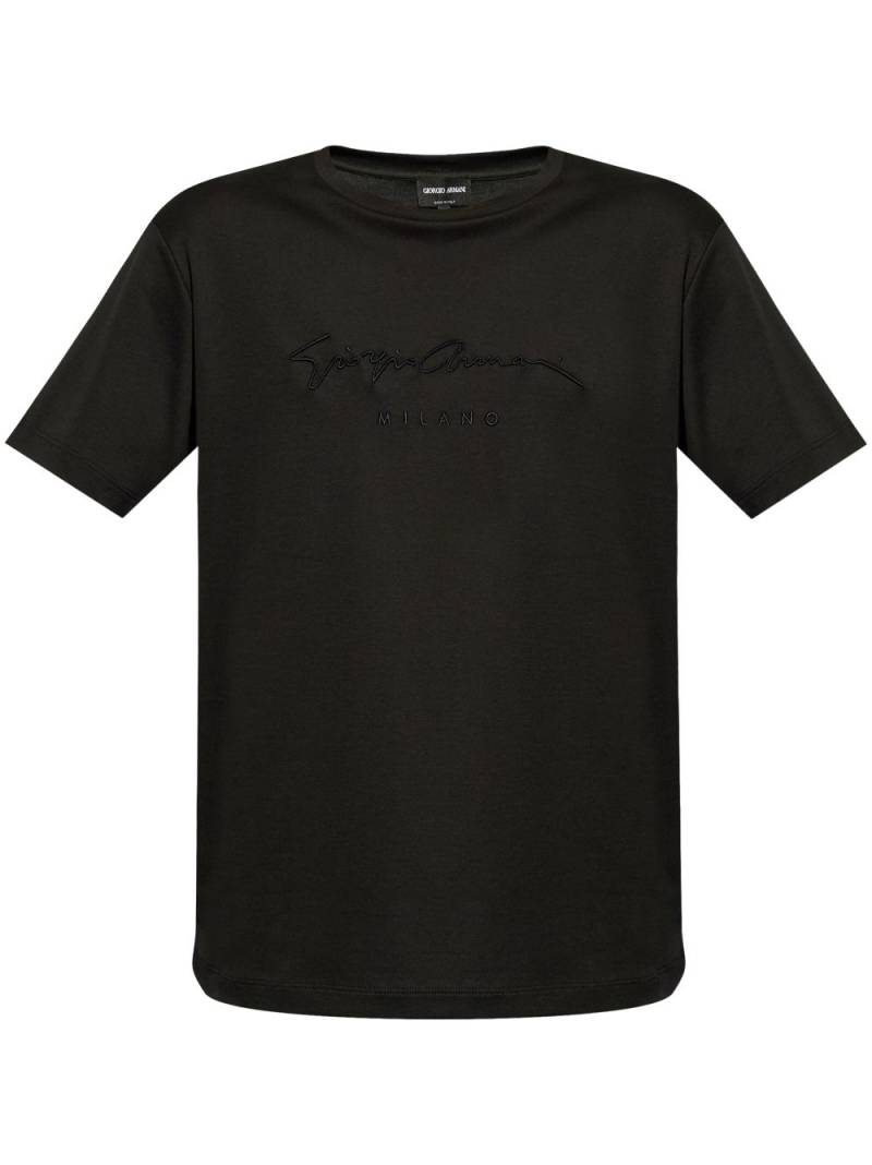 Giorgio Armani logo-embroidered T-shirt - Black von Giorgio Armani