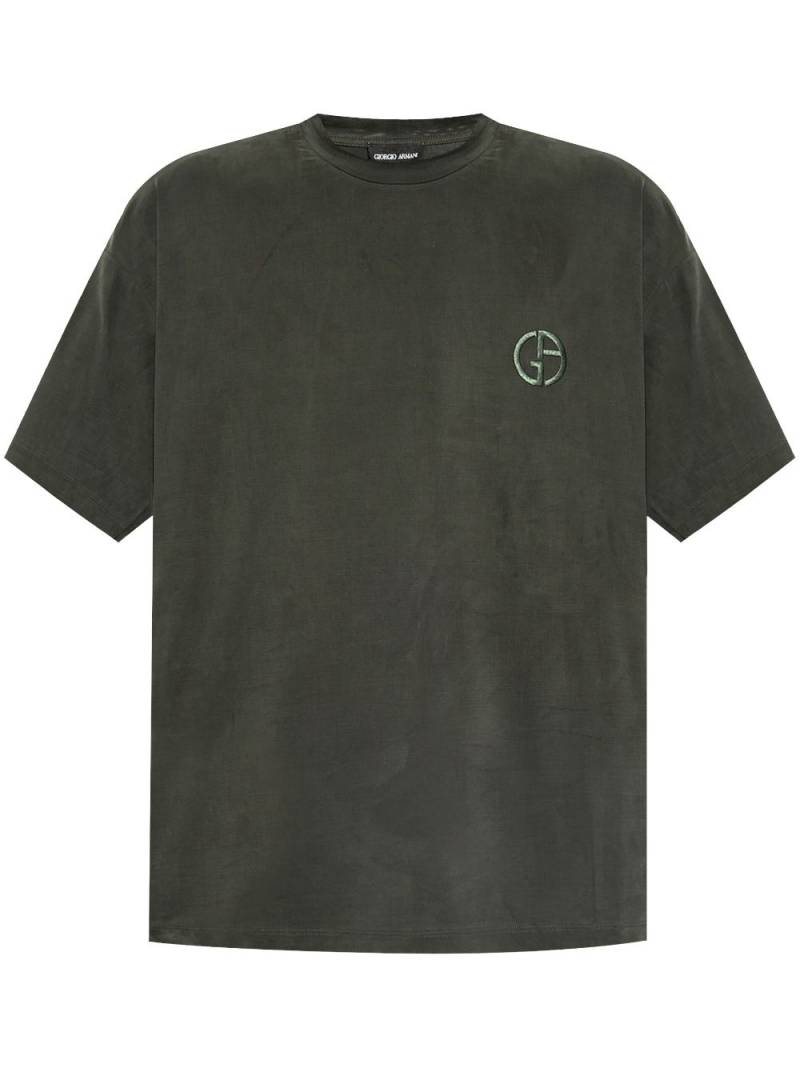 Giorgio Armani logo-embroidered T-shirt - Green von Giorgio Armani