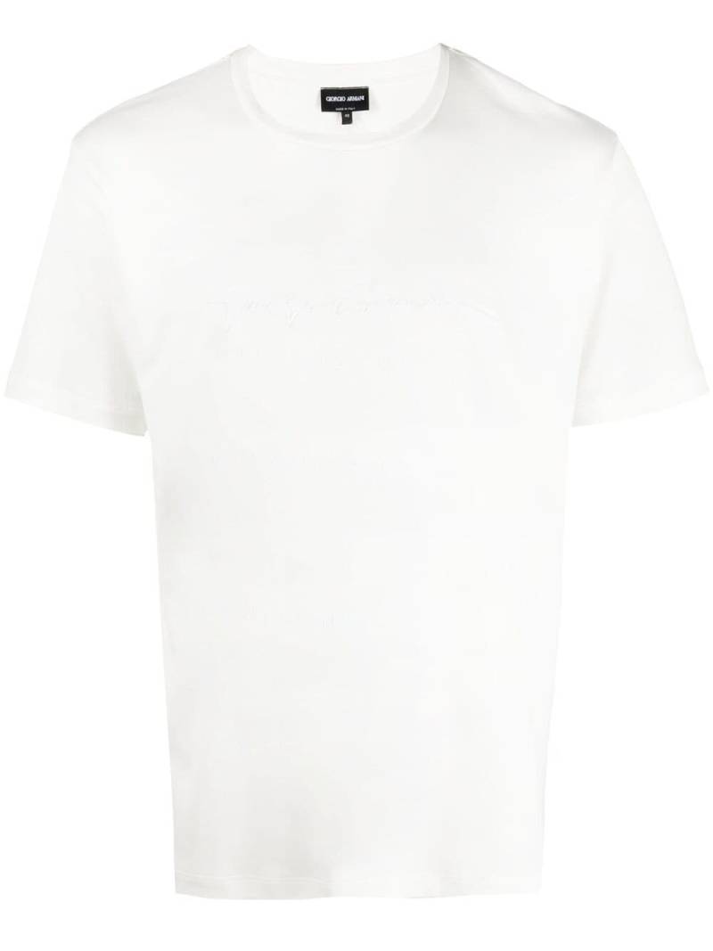 Giorgio Armani logo-embroidered T-shirt - White von Giorgio Armani