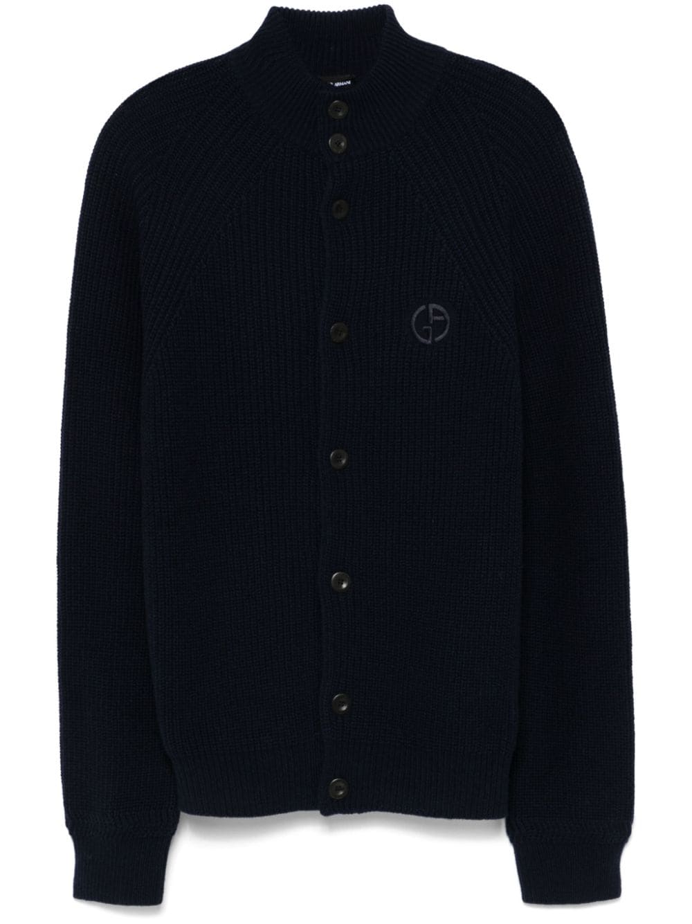 Giorgio Armani logo-embroidered cardigan - Blue von Giorgio Armani