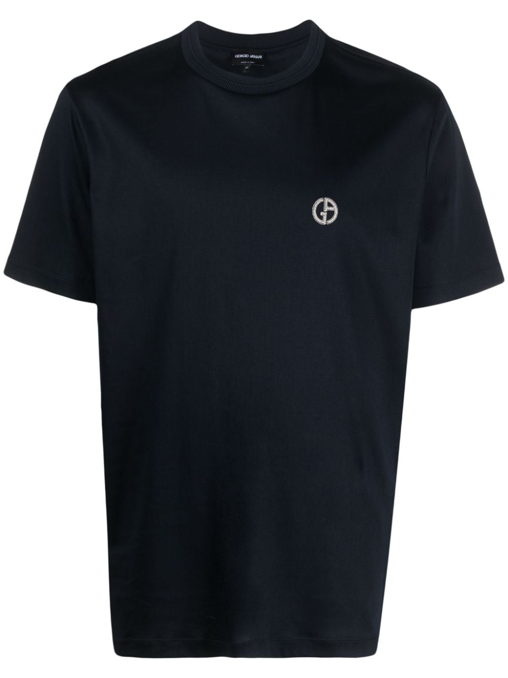 Giorgio Armani logo-embroidered cotton T-shirt - Blue von Giorgio Armani