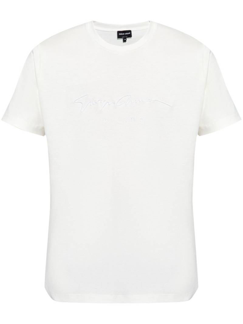 Giorgio Armani logo-embroidered T-shirt - White von Giorgio Armani