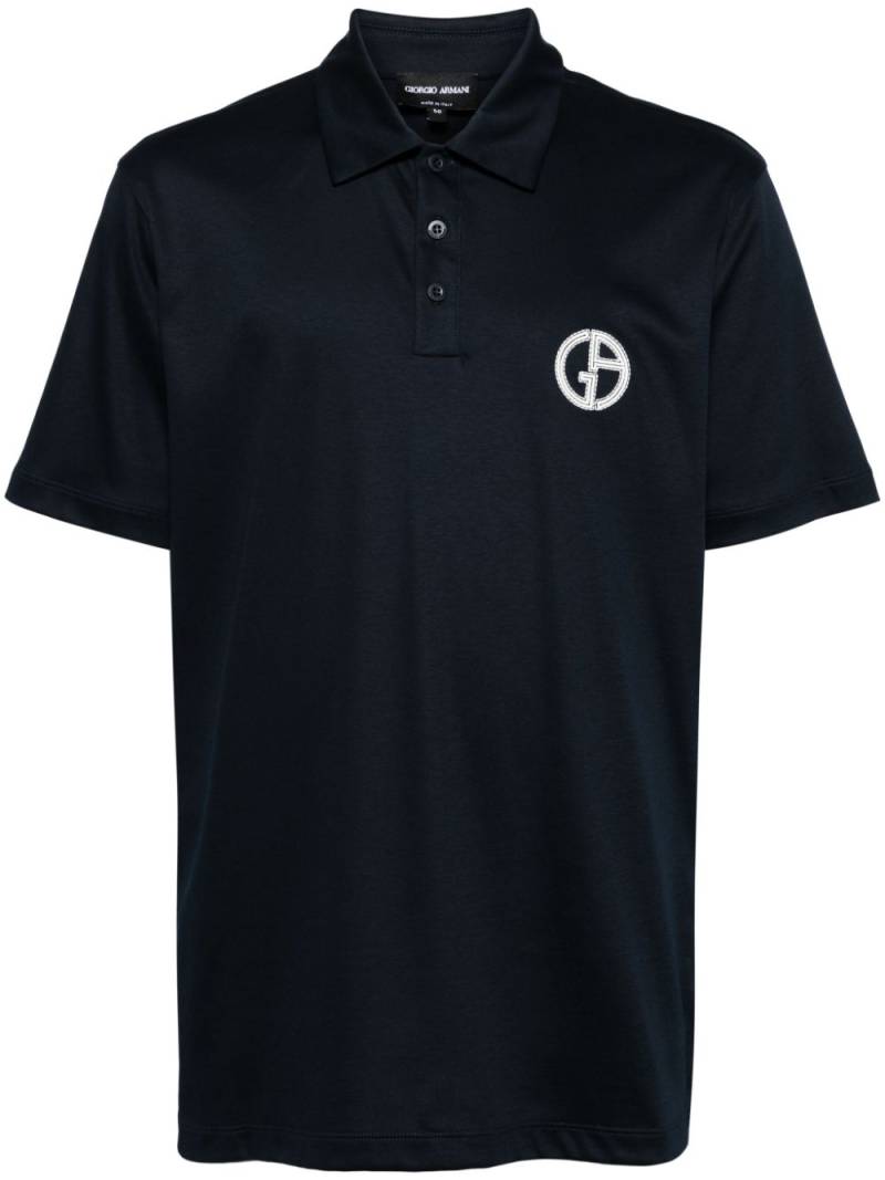 Giorgio Armani logo-embroidered cotton polo shirt - Black von Giorgio Armani