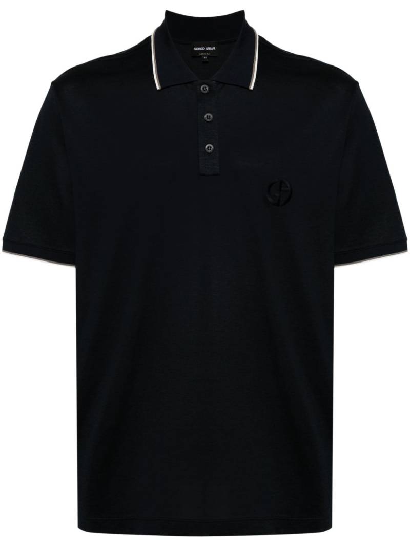 Giorgio Armani logo-embroidered polo shirt - Blue von Giorgio Armani