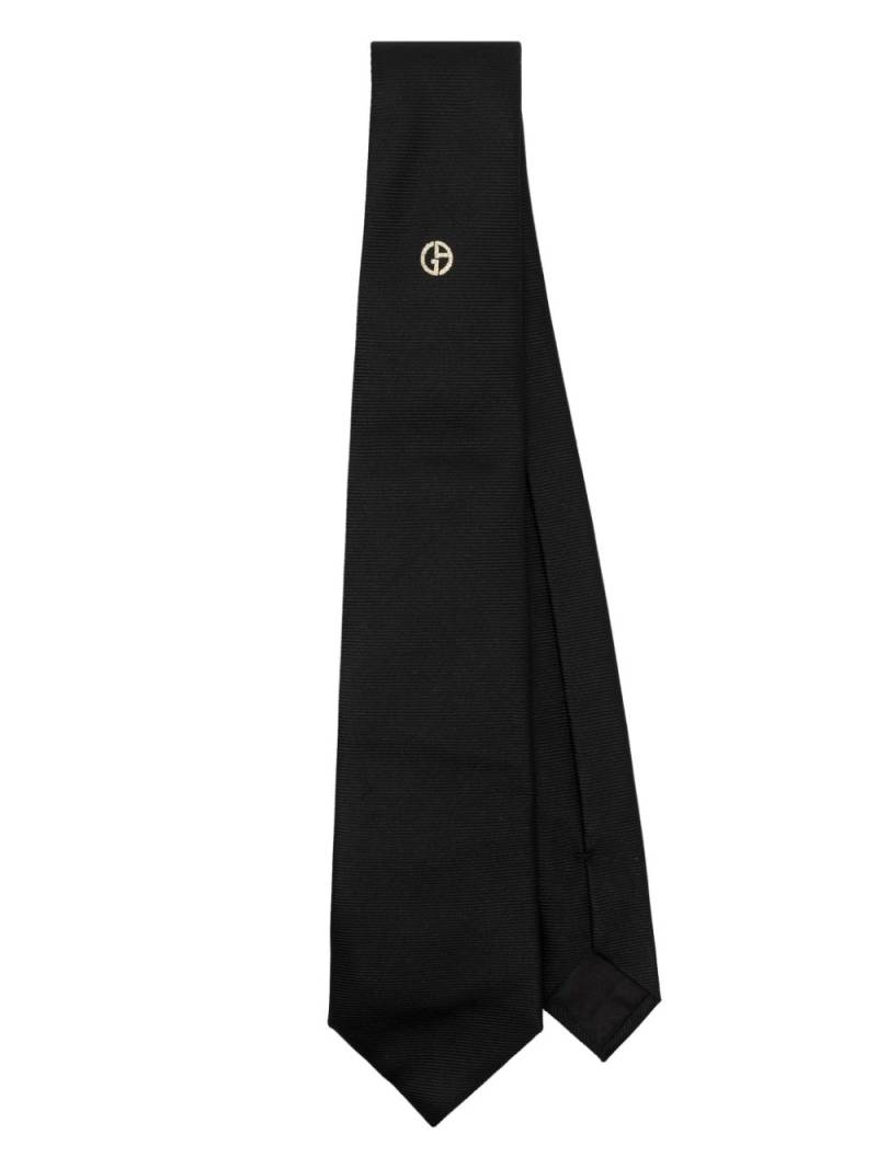 Giorgio Armani logo embroidered tie - Black von Giorgio Armani