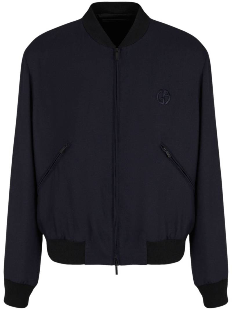 Giorgio Armani logo-embroidery cashmere-blend jacket - Blue von Giorgio Armani