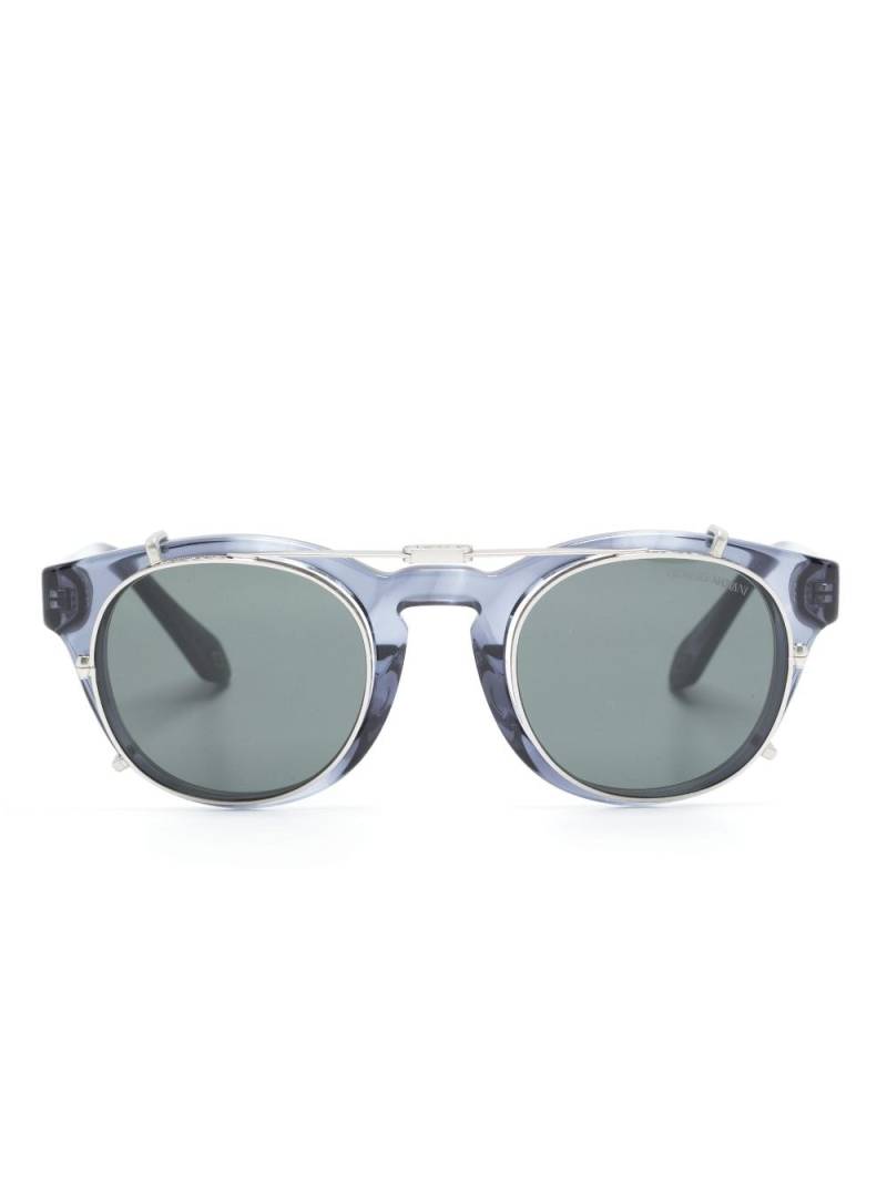 Giorgio Armani logo-engraved pantos-frame sunglasses - Blue von Giorgio Armani