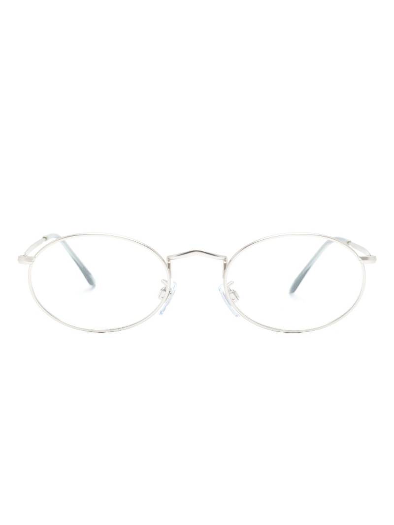 Giorgio Armani logo-engraved round-frame glasses - Silver von Giorgio Armani