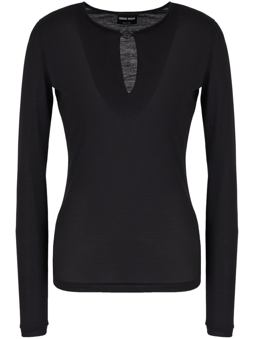 Giorgio Armani logo-plaque wool top - Black von Giorgio Armani