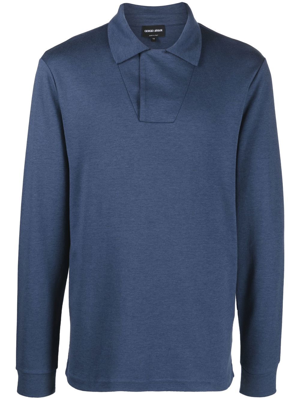 Giorgio Armani long-sleeve cotton-blend polo shirt - Blue von Giorgio Armani