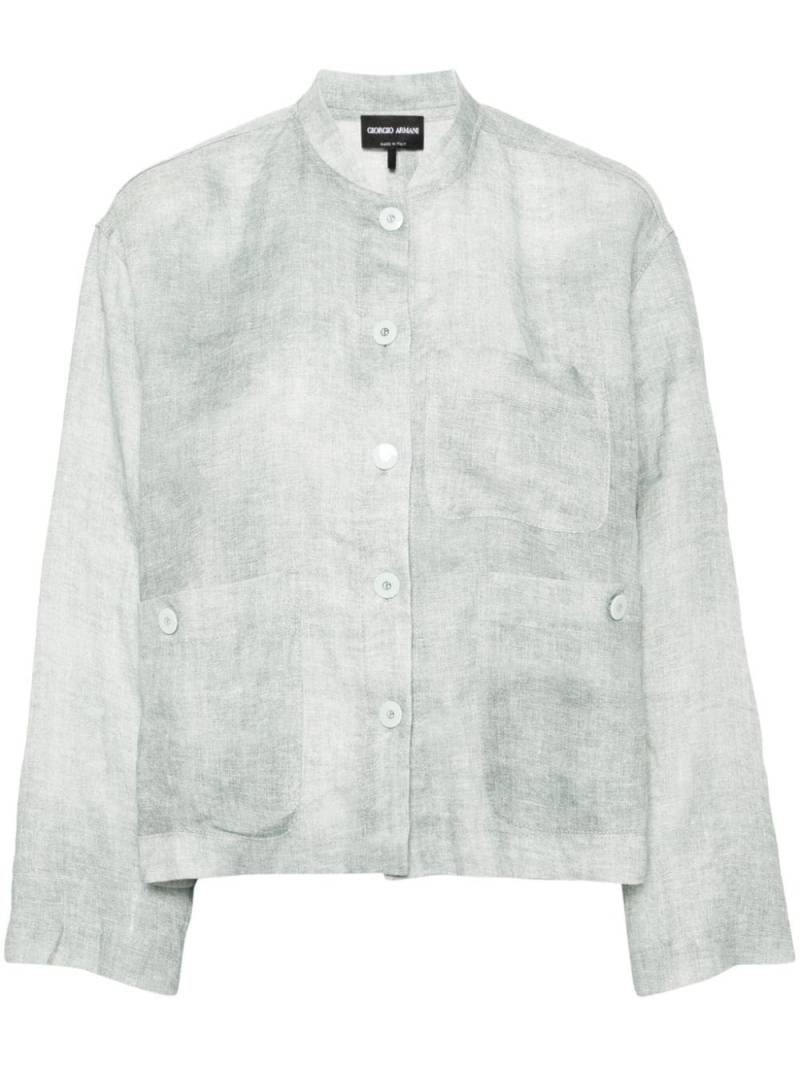 Giorgio Armani long-sleeve linen shirt - Blue von Giorgio Armani